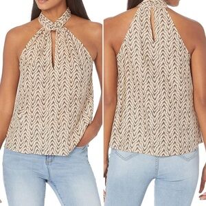 Anthropologie Joie Brown and Cream Patterned Halter Top Women’s Size Medium
